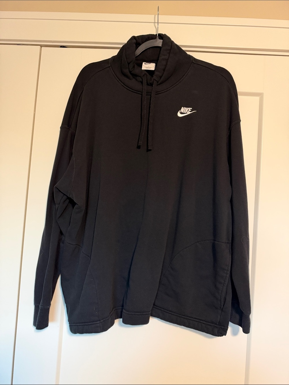 Nike Black Pullover Hoodie with White Swoosh